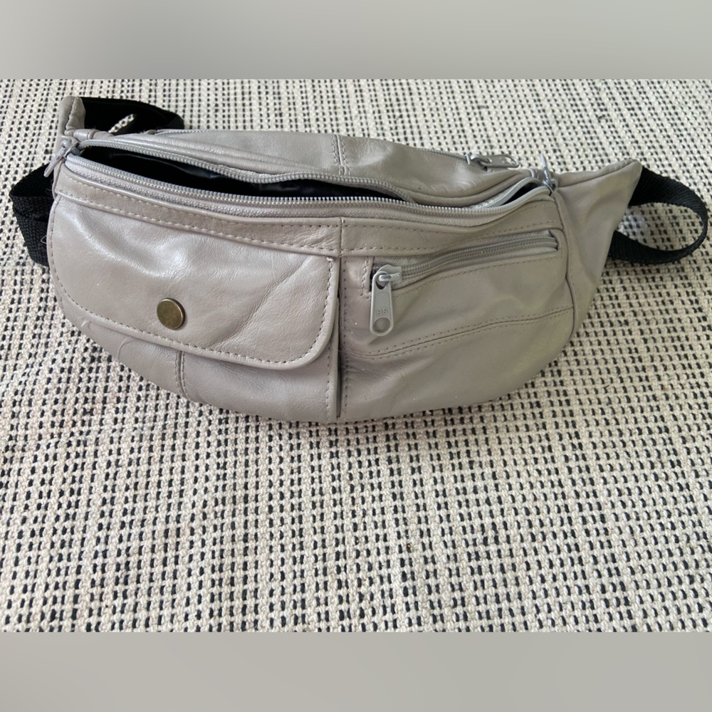 Vintage 80s Taupe Waist Bag Fanny Pack